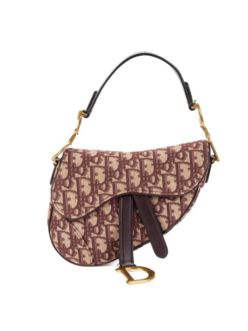 Dior Mini Saddle Oblique Burgundy Diorissimo Canvas Shoulder Bag